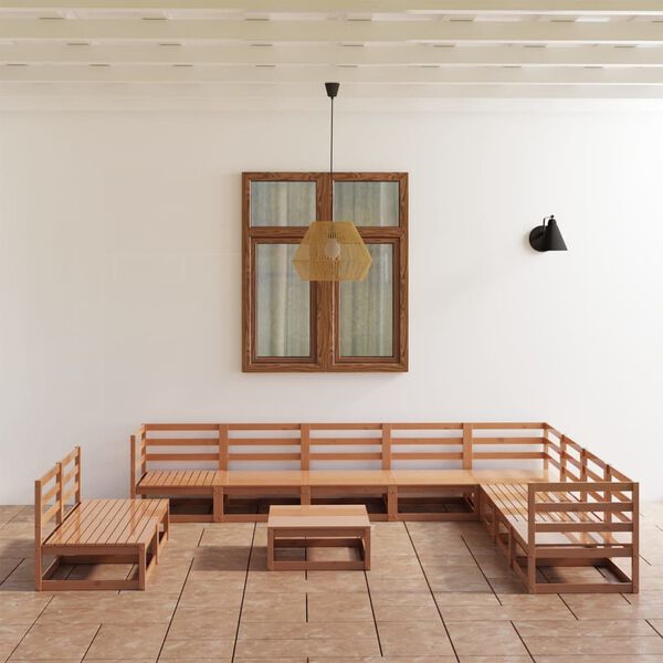 vidaXL 11-osainen puutarhasohvasarja hunajanruskea täysi mänty