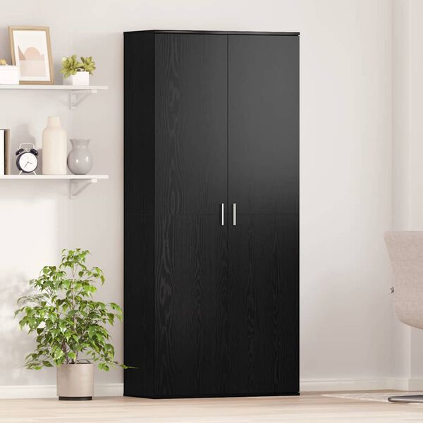 vidaXL Highboard Musta tammi 80 x 35 x 180 cm Tekninen puu