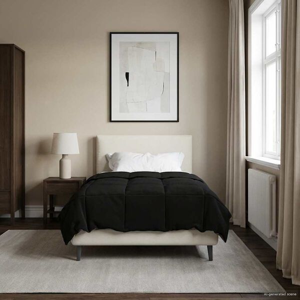 vidaXL Koko Vuoden Peitto Quiltottu Musta 135 x 200 cm Mikrokuitu