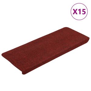 vidaXL Itsekiinnittyv&auml;t porrasmatot 15 kpl 65x24,5x3,5 cm punainen
