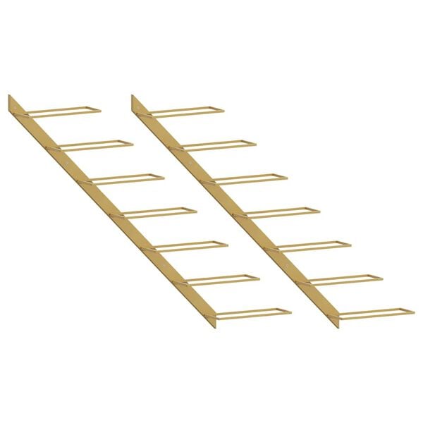 vidaXL Sein&auml;kiinnitett&auml;v&auml; viinipulloteline 7 pulloa 2kpl kulta metalli