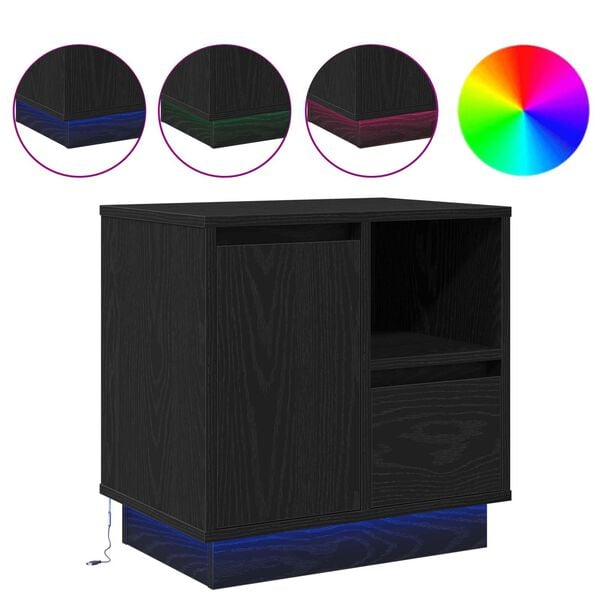 vidaXL Y&ouml;p&ouml;yt&auml;kaappi Musta tammi. 50 x 34,5 x 50 cm. Tekninen puu