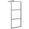 vidaXL Walk-in suihkun sein&auml;ke 80x195 cm puolihuurrettu ESG-lasi musta
