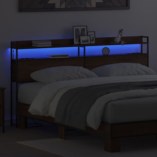 vidaXL S&auml;ilytysp&auml;&auml;ty hyllyll&auml; Ruskea tammi 180 cm Tekninen puu