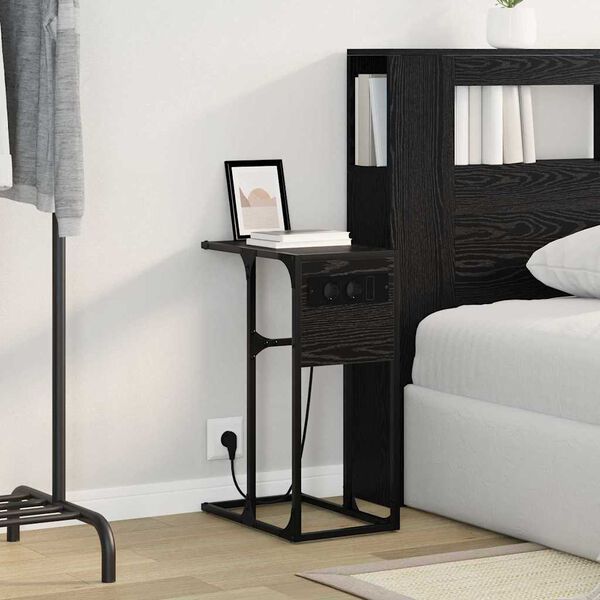 vidaXL Y&ouml;p&ouml;yt&auml;kaappi Musta tammi. 41,5 x 26 x 60,5 cm Tekninen puu