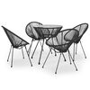 vidaXL 5-osainen Puutarharuokailuryhm&auml; musta
