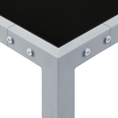 vidaXL Puutarhapöytä 130x130x72 cm harmaa teräs ja lasi