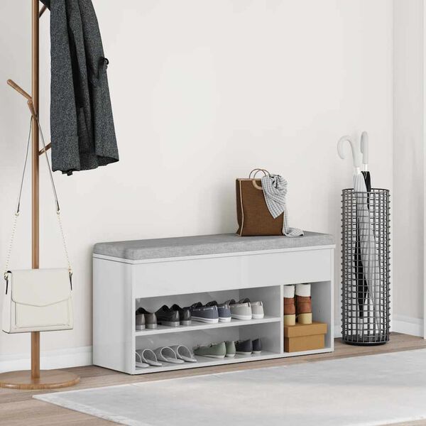 vidaXL kenk&auml;penkki korkeakiilt&auml;v&auml; valkoinen 102x30,5x45 cm