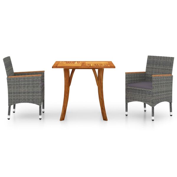 vidaXL 3-osainen Ulkoruokailuryhm&auml; harmaa