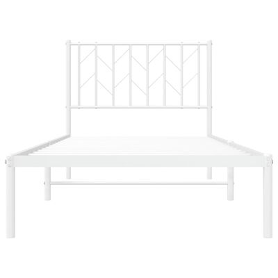 vidaXL Metallinen sängynrunko päädyllä valkoinen 90x190 cm