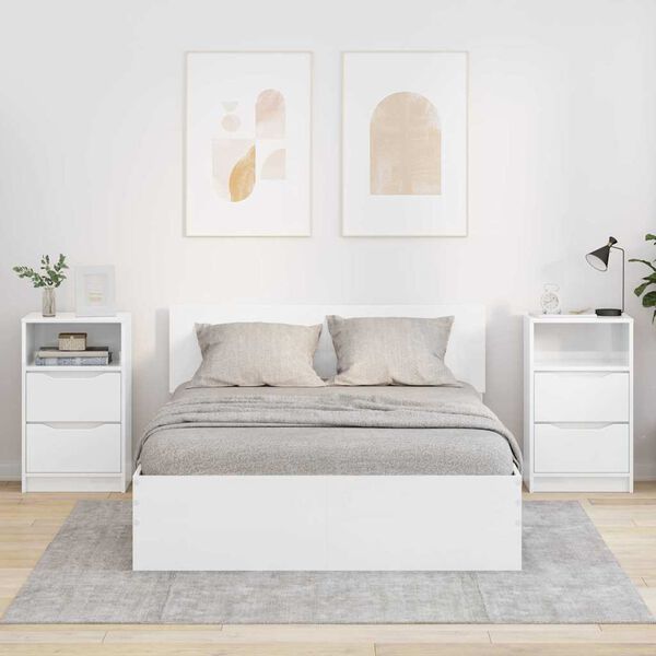 vidaXL Y&ouml;p&ouml;yd&auml;t 2 pcs Korkean kiillon valkoinen 40 x 30 x 467 cm