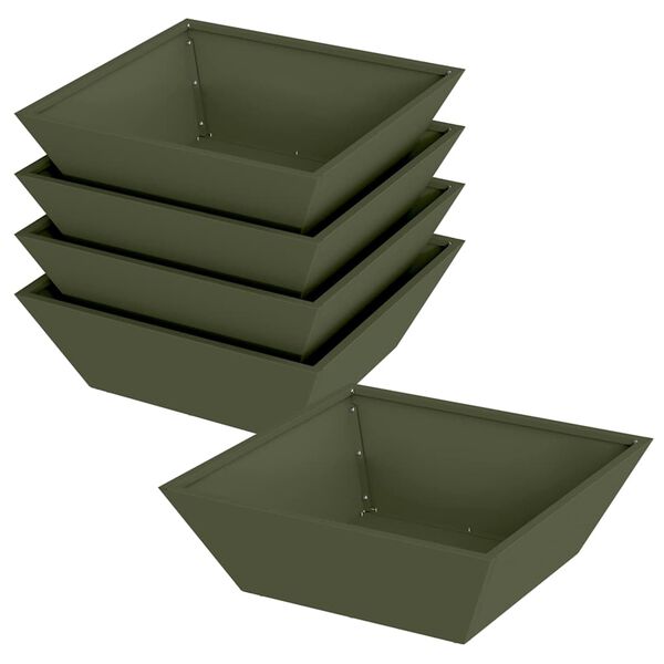 vidaXL Puutarha ruukku 5 pcs Oliivivihre&auml; 50 x 50 x 15 cm