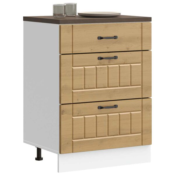 vidaXL Keitti&ouml;n pohjakaappi Lucca k&auml;sity&ouml;l&auml;inen tammi suunniteltu puu