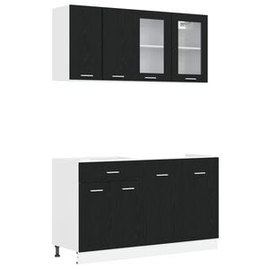 vidaXL Keitti&ouml; Yksikk&ouml; LYON 4 pcs Musta tammi Tekninen puu