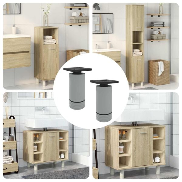 vidaXL Huonekalujalat S&auml;&auml;dett&auml;v&auml; 2 pcs Valkoinen 64 x 64 x 100 mm PP