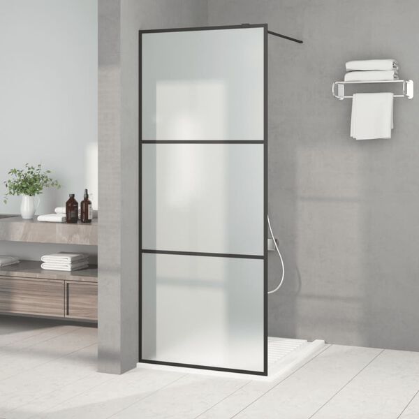 vidaXL Walk-in suihkusein&auml;ke musta 80x195 cm huurrettu ESG-lasi