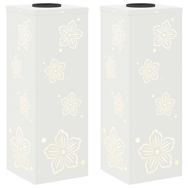 vidaXL Aurinko LED-polkuvalo 2 pcs Valkoinen Kylm&auml;valssattu ter&auml;s