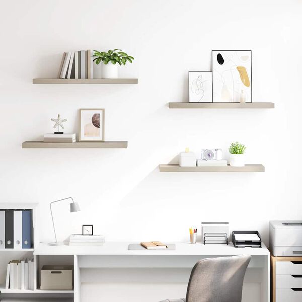 vidaXL Kelluvat sein&auml;hyllyt 4 kpl tammi 80x23,5x3,8cm MDF