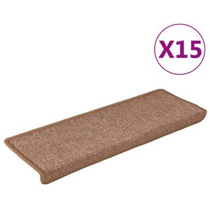 vidaXL Portaiden matot 15 kpl 65x21x4 cm ruskea suorakaiteen muotoinen reuna