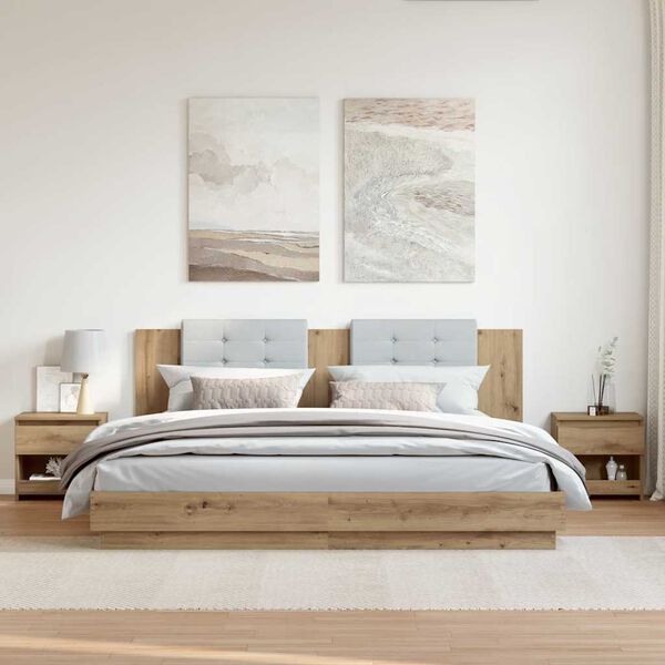 vidaXL Y&ouml;p&ouml;yt&auml;kaapit 2 kpl k&auml;sity&ouml;l&auml;inen tammi tekninen puu