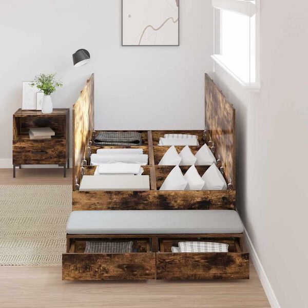 vidaXL S&auml;ilytystilallinen s&auml;ngynrunko Savup&auml;hkin&auml; 80 cm Tekninen puu