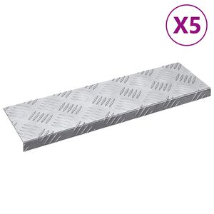 vidaXL Portaan askelma Suorakaide 5 pcs Hopea 60 x 18 cm Alumiini