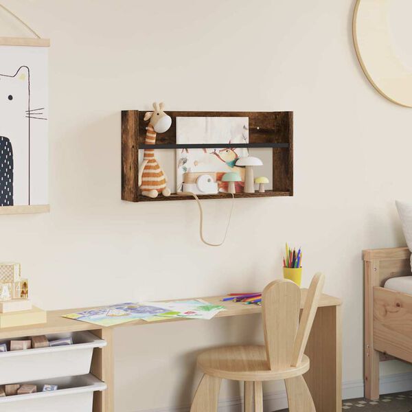 vidaXL Lehtiteline hyllyll&auml; Savup&auml;hkin&auml; 60 x 12 x 30 cm Tekninen puu