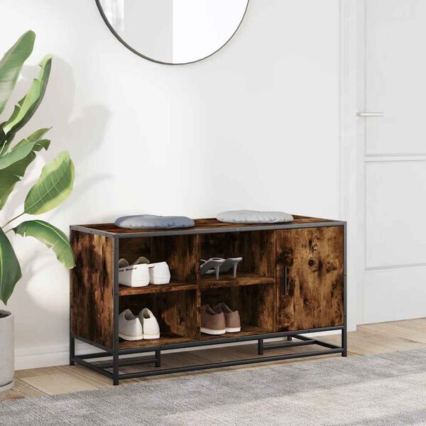 vidaXL kenkäpenkki savustettu tammi tekninen puu ja metalli