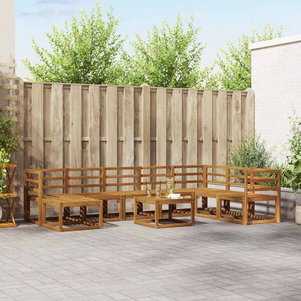 vidaXL Ulkosohvakokoelma 9 pcs Luonnollinen Tihe&auml; akasiapuu