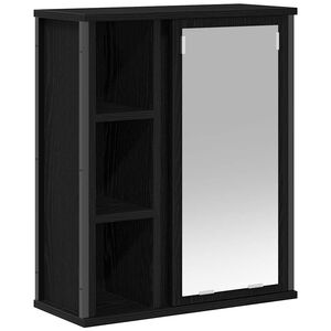 vidaXL kylpyhuoneen sein&auml;kaappi peilill&auml; musta tammi 50x21x60 cm