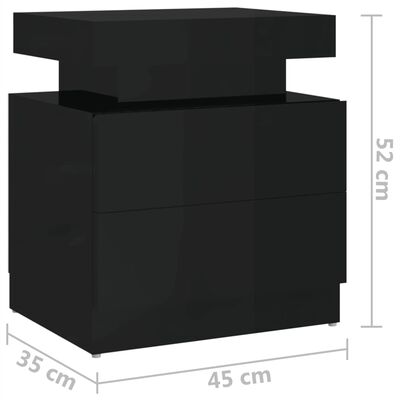 vidaXL Yöpöytä korkeakiilto musta 45x35x52 cm lastulevy