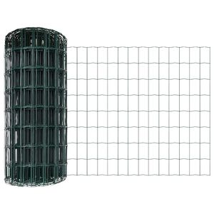vidaXL Euroaita Vihre&auml; 0,6 x 50 m PVC-pintainen rauta