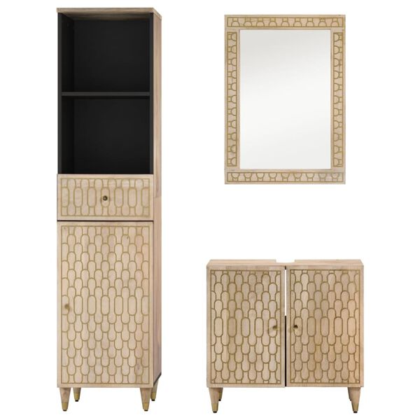 vidaXL 3-osainen Kylpyhuoneen kalustesarja t&auml;ysi mangopuu