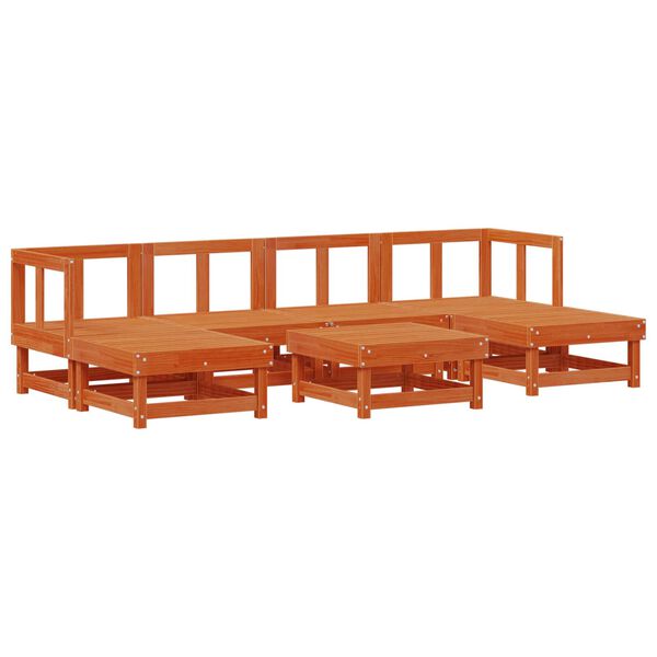 vidaXL Pihan oleskeluryhm&auml; 7 pcs Vahans&auml;vyinen Ruskea Massiivim&auml;nty