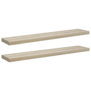 vidaXL Kelluvat sein&auml;hyllyt 2 kpl tammi 120x23,5x3,8 cm MDF