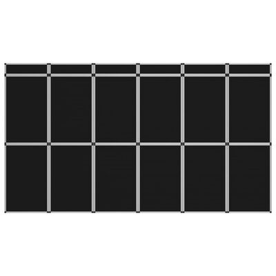 vidaXL 18 paneelin kokoontaittuva näyttelyseinä 362x200 cm musta