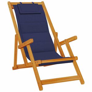 vidaXL Kokoontaitettava tuoli k&auml;sinojilla, sininen akaasiapuu ja tekstiili