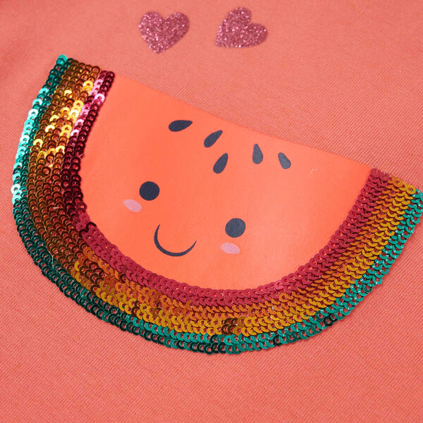 Lasten T-paita r&ouml;yhel&ouml;hihoilla koralli 128