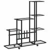 vidaXL Kukkateline renkailla 94,5x25x92,5 cm musta metalli