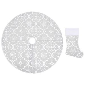 vidaXL Ylellinen joulukuusen jalustapeite sukalla valk. 90 cm kangas