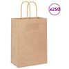 vidaXL Paperikassit 250 kpl kahvoilla ruskea 15x8x21 cm