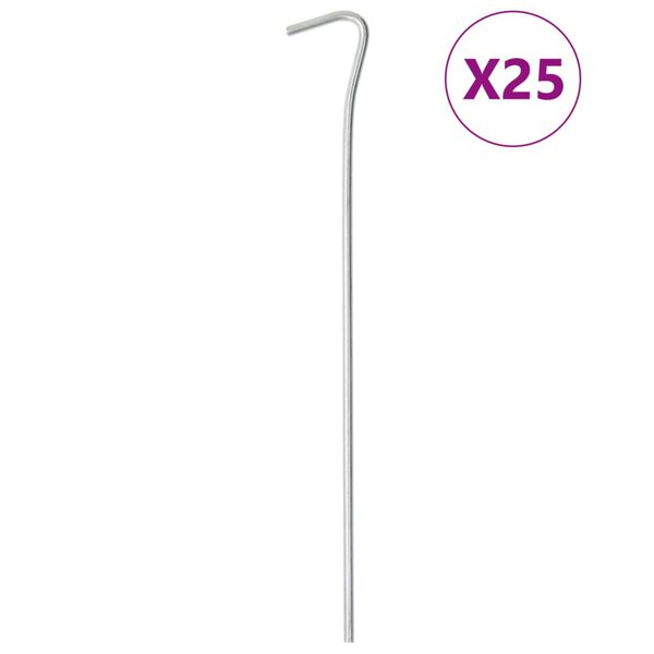 vidaXL Telttatapit 25 kpl 23 cm &Oslash;4 mm galvanoitu ter&auml;s