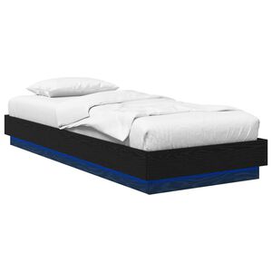 vidaXL S&auml;ngyn runko LED-valolla Musta tammi 80 x 200 cm Tekninen puu
