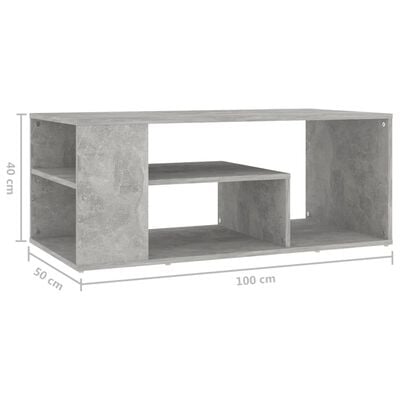 vidaXL Sohvapöytä betoninharmaa 100x50x40 cm tekninen puu