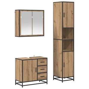 vidaXL Kylpyhuonekalustesetti ovella 3 pcs Artisan tammi Tekninen puu