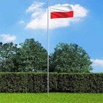 vidaXL Puolan lippu ja tanko alumiini 6,2 m