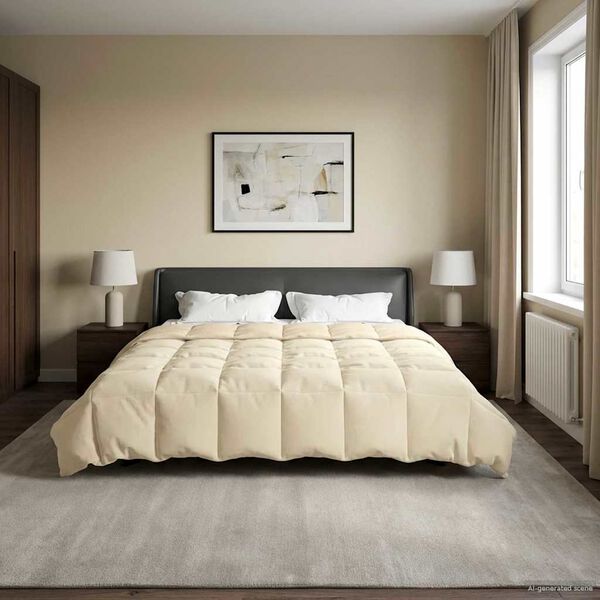 vidaXL Kes&auml;peitto Quiltottu Kerma 200 x 240 cm Mikrokuitu