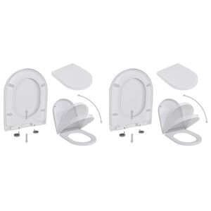 vidaXL WC-istuimet soft-close kansilla 2 kpl muovi valkoinen