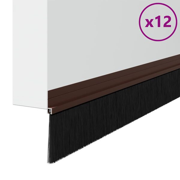 vidaXL Itsekiinnittyv&auml;t oven harjatiivisteet 12 pcs Ruskea 100 cm