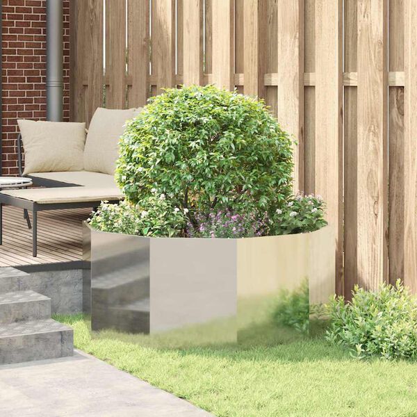 vidaXL Kukkalaatikko Hopea 120 x 120 x 50 cm Galvanoitu ter&auml;s